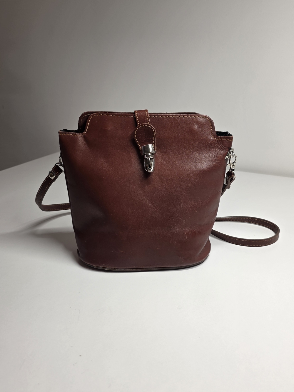 Italian Brown Leather Crossbody Bag